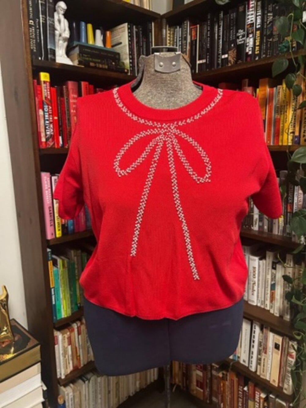 Beaded Short Sleeve Knit Top